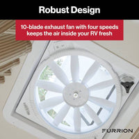 Furrion RV Roof Vent Fan with Lid Install Kit - 14" White  • FVF14D90R6A-PW-AM