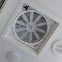 Furrion RV Roof Vent Fan with Lid Install Kit - 14" White  • FVF14D90R6A-PW-AM