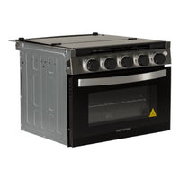 Greystone Gas RV Range - 12V, 17" Black with Stainless Steel   • CF-RV17B