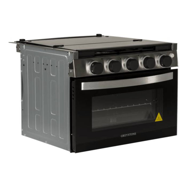 Greystone Gas RV Range - 12V, 17" Black with Stainless Steel   • CF-RV17B