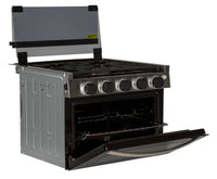 Greystone Gas RV Range - 12V, 17" Black with Stainless Steel   • CF-RV17B