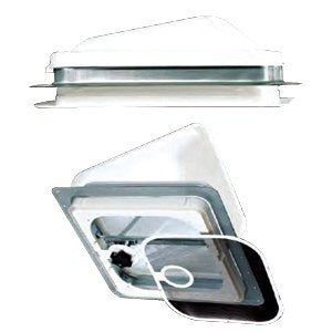 Heng's 14" x 14" Powder Coated Metal Base Roof Vent with White Manual Lid  • V771401-C1G1