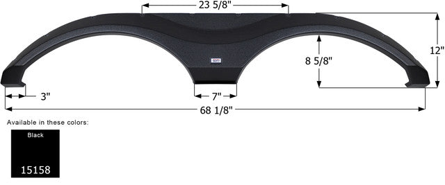 Icon Black Tandem Fender Skirt for Grand Design/Imagine, 68-1/8" L x 12" H  • 15158