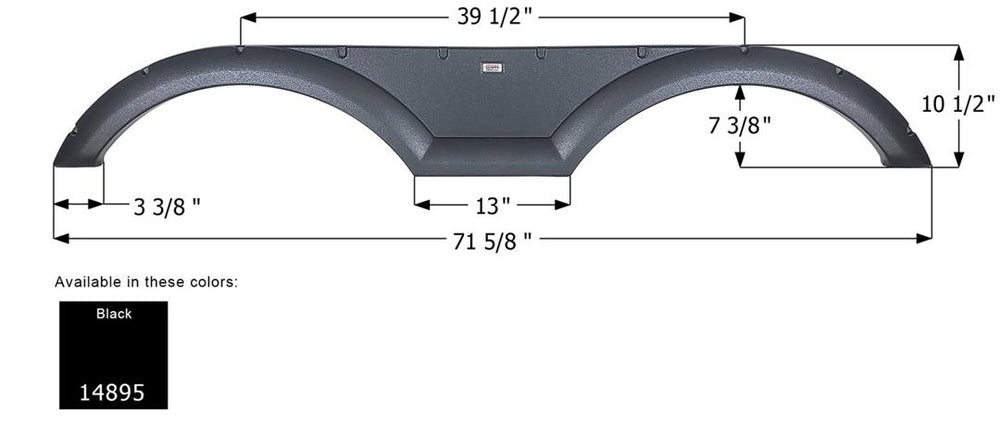Icon Tandem Fender Skirt for Heartland/Torque, Black, 71-5/8" L x 10-1/2" H  • 14895