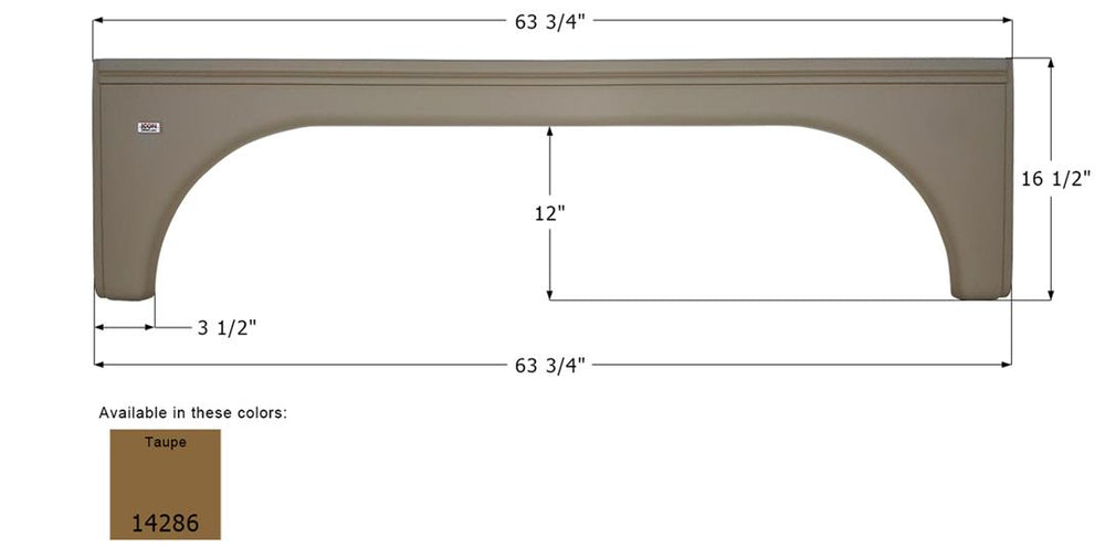 Icon Taupe Tandem Fender Skirt for Hi-Lo, 63-3/4" L x 16-1/2" H  • 14286