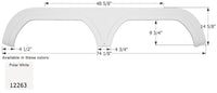 Icon 74-1/8"L x 14-5/8"H (9-3/4" Arch Heigh) Polar White Tandem Fender Skirt for Travel Supreme  • 12263