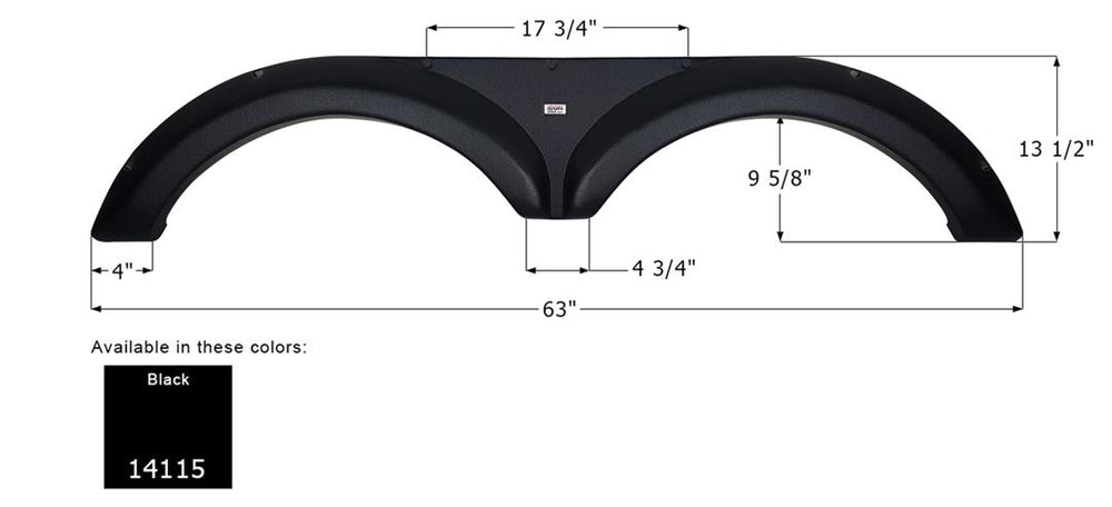 Icon Black Tandem Fender Skirt for Jayco/Jayfeather, 63" L x 13-1/2" H  • 14115