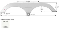 Icon 72-3/4"L x 13-5/8"H (7-3/4" Arch Heigh) Polar White Tandem Fender Skirt for Keystone Laredo  • 01796