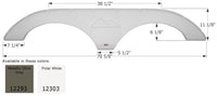 Icon 70-5/8"L x 11-1/8"H (6-1/8" Arch Heigh) Polar White Tandem Fender Skirt for Keystone Cougar  • 12303