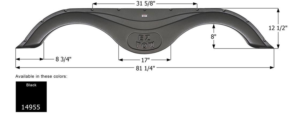 Icon Prime Time RV Tandem Fender Skirt, Black, 81-1/4" L x 12-1/2" H  • 14955