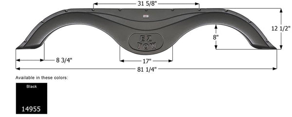 Icon Prime Time RV Tandem Fender Skirt, Black, 81-1/4" L x 12-1/2" H  • 14955