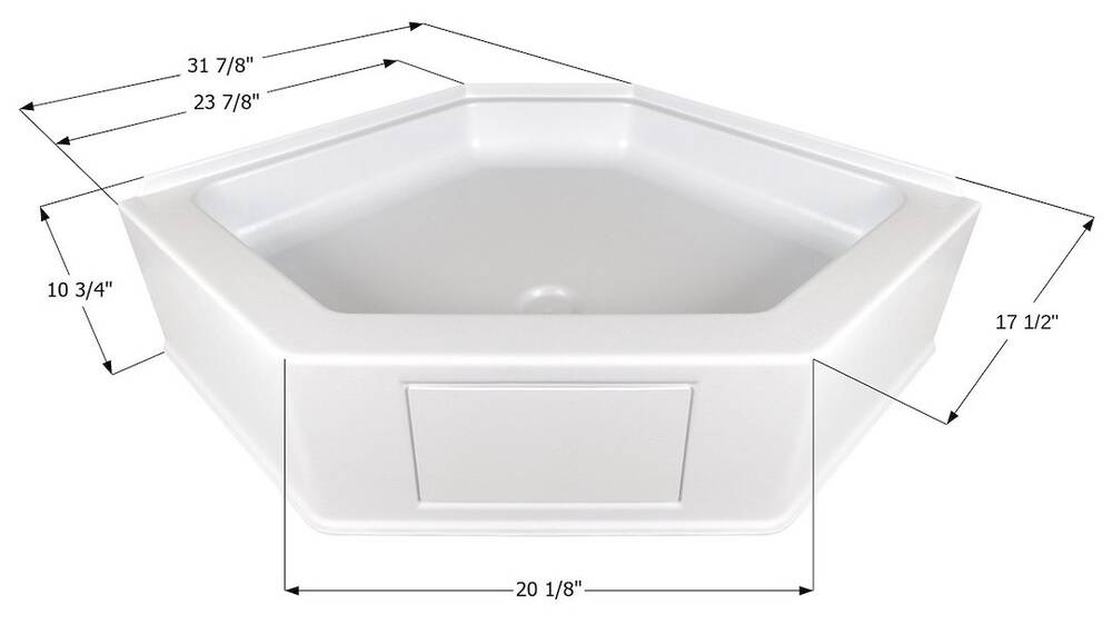 Icon Shower Pan, Neo Angle, 3-7/8" x 17-1/2" x 10-3/4", Center Drain, Polar White  • 15232