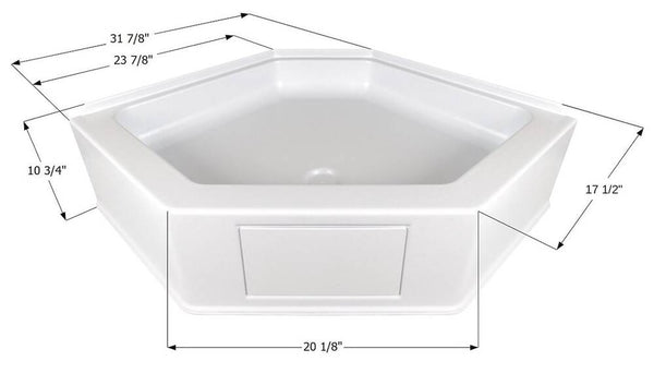Icon Shower Pan, Neo Angle, 3-7/8" x 17-1/2" x 10-3/4", Center Drain, Polar White  • 15232