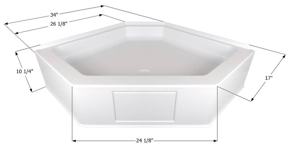 Icon Shower Pan, Neo Angle, 26-1/8" x 17" x 10-3/4", Center Drain, Polar White  • 15233