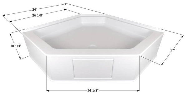 Icon Shower Pan, Neo Angle, 26-1/8" x 17" x 10-3/4", Center Drain, Polar White  • 15233