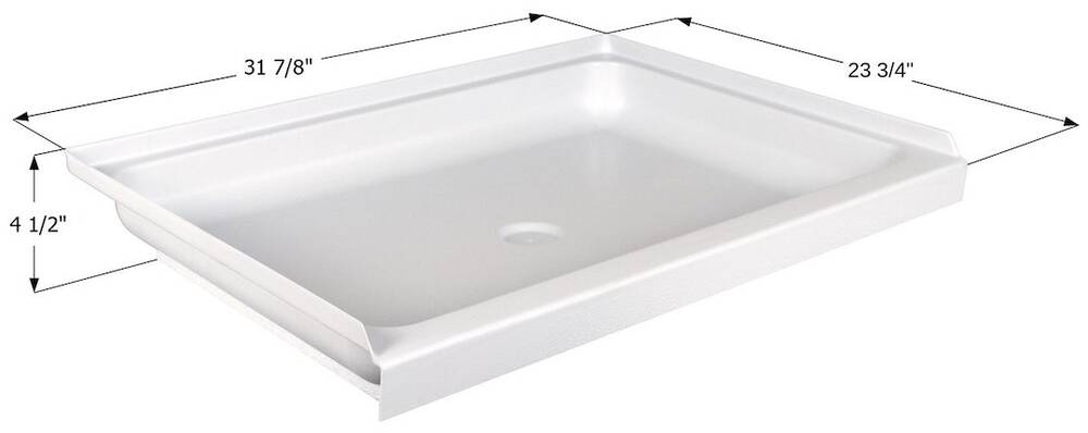 Icon Shower Pan, Rectangle, 31-7/8" Length x 23-3/4" Width x 4-1/2" Depth, Center Drain, Polar White  • 15236