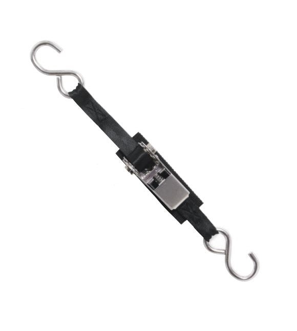 BoatBuckle Stainless Steel Ratchet Transom Tie-Down Straps with Hook Ends, 3.5' x 1"  • F12613