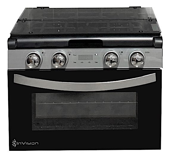 InVision 17" RV Gas Range • 3-Burner Drop-In Range • Black  • 480-2730