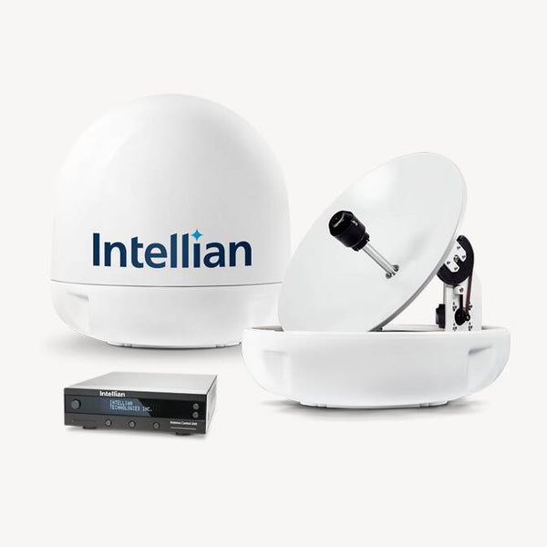 Intellian i5 24.7" Dia. White TV Antenna System with Control Unit and 49' RG6 Cable for All Americas  • B4-509AA