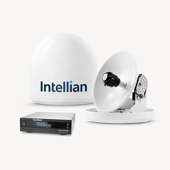 Intellian i2 14.6" Dia. White TV Antenna System with Control Unit, MIM-2 Switch and 49' RG6 Cable for North America  • B4-209DN2
