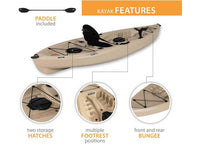 Lifetime Tamarack Angler 100 Fishing Kayak w/ Paddle - Tan  • 90508