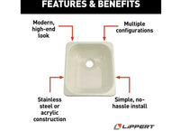 Lippert Square Galley/Kitchen Sink, 13" x 15", Parchment  • 209351