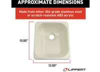 Lippert Square Galley/Kitchen Sink, 13" x 15", Parchment  • 209351