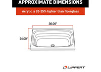 Lippert Bathtub with Center Drain; 24" x 36", Parchment  • 209369