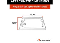 Lippert Shower Pan with Left Drain; 24" x 40", Parchment  • 209498
