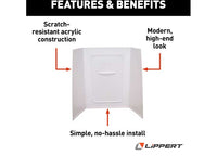 Lippert Bathtub Wall Surround - 24" x 40" x 59", White  • 210316