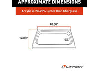 Lippert Shower Pan with Left Drain; 24" x 40", White  • 210377