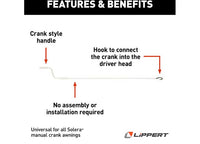 Lippert Solera Manual Crank Style Awning Hook And Crank Rod - White  • 300030