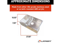 Lippert Single Farmers Sink; 27" x 16" x 7", Stainless Steel  • 389910
