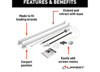 Lippert Solera 1000 Series Universal RV Awning Arms & Hardware Kit - 63"-68" Short, White  • 434716