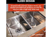 Lippert ABS Plastic Drop-In Rectangular Double Bowl Kitchen Sink - 25"L x 17"W  • 808488