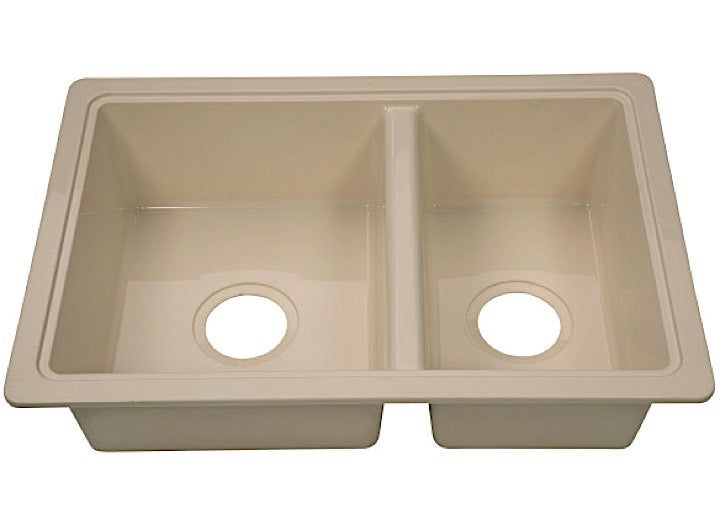 Lippert Plastic Parchment Drop-In Rectangular Double Bowl Kitchen Sink (25"L x 17"W)  • 809029