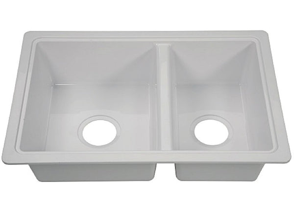 Lippert Plastic White Drop-In Rectangular Double Bowl Kitchen Sink (25"L x 17"W)  • 809030