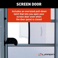 Lippert Right Hinge RV Radius Entry Door with Screen Door - 26" x 78", Polar White  • V000381471