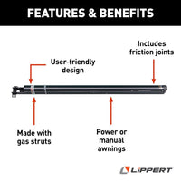 Lippert Solera 63" Short Awning Support Arm Assembly - Black  • 404523