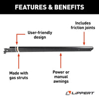Lippert Solera 69" Standard Flat Awning Support Arm Assembly - Black  • 281154