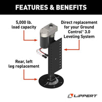 Lippert Ground Control 3.0 Automatic 5th Wheel RV Leveling System Rear Hall Effect Jack - Left Leg  • 305339