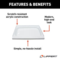 Lippert Shower Pan with Left Drain; 24" x 32", White  • 210369