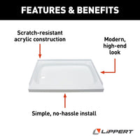 Lippert RV Shower Pan with Left Drain - 24" x 36" White  • 210373