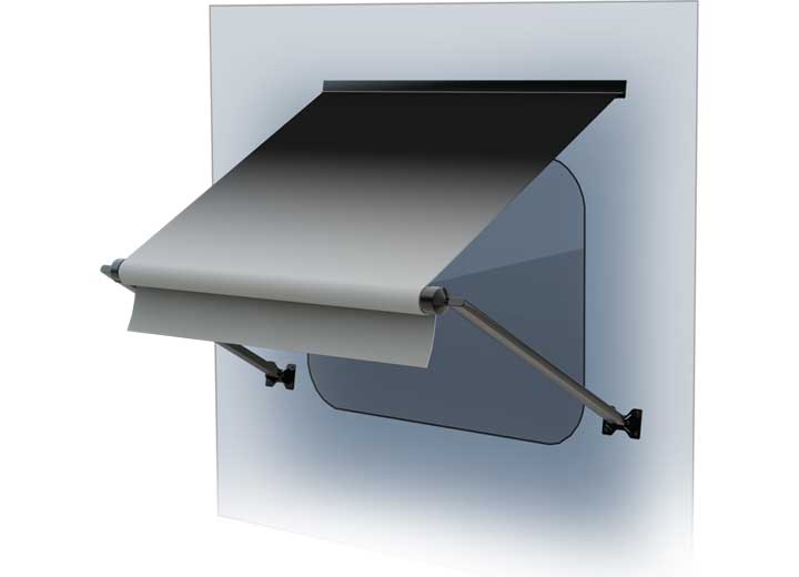Lippert XL 156"W x 30"Ext. Black Fade Vinyl Standard RV Window Awning Roller Assembly with Black Aluminum Weather Shield  • V000369610