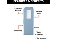 Lippert Right Hinge RV Radius Entry Door with Screen Door - 26" X 72", Polar White, Black Window Frame  • V000381479