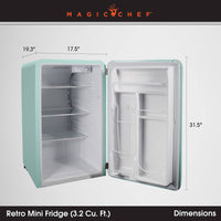 Magic Chef 3.2 cu. ft. Retro Mini Refrigerator, Mint Green  • MCR32CHM