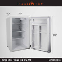 Magic Chef 3.2 cu. ft. Retro Mini Refrigerator, White  • MCR32CHW
