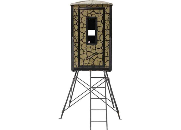 Muddy Gunner Steel Box Blind w/ 5' Tower, Cracked Mud Camo  • MUD-BBBST1000-5C