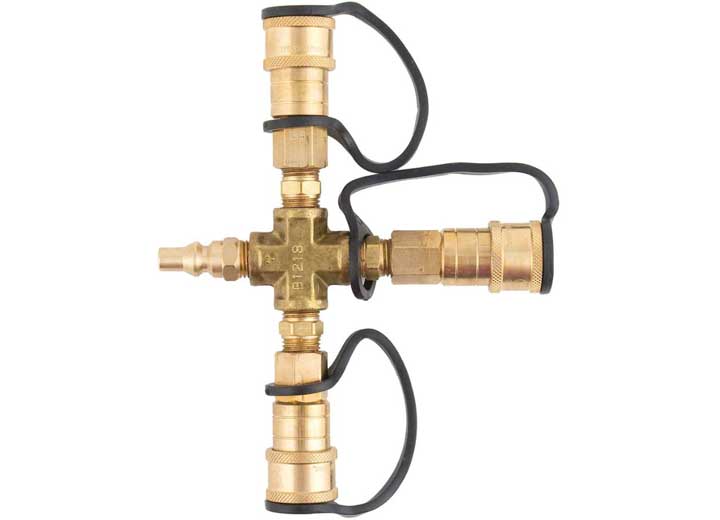 Marshall Excelsior Brass LP Gas Adapter Fitting, 1/4" M Quick Disconnect, 2X 1/4" F Quick Disconnect  • ME24TP