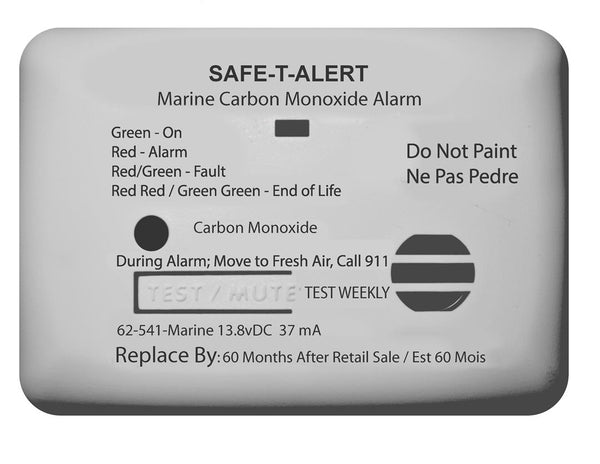 Safe-T-Alert 62 Series Carbon Monoxide Alarm - 12V - Surface Mount - White Detector Surf Mnt Wht  • 62-541-WT-MARINE